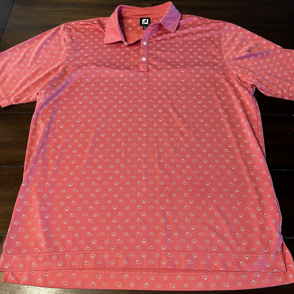 Men's FOOTJOY FJ POLO GOLF Short Sleeve SHIRT SZ XL Pink Rain Cloud